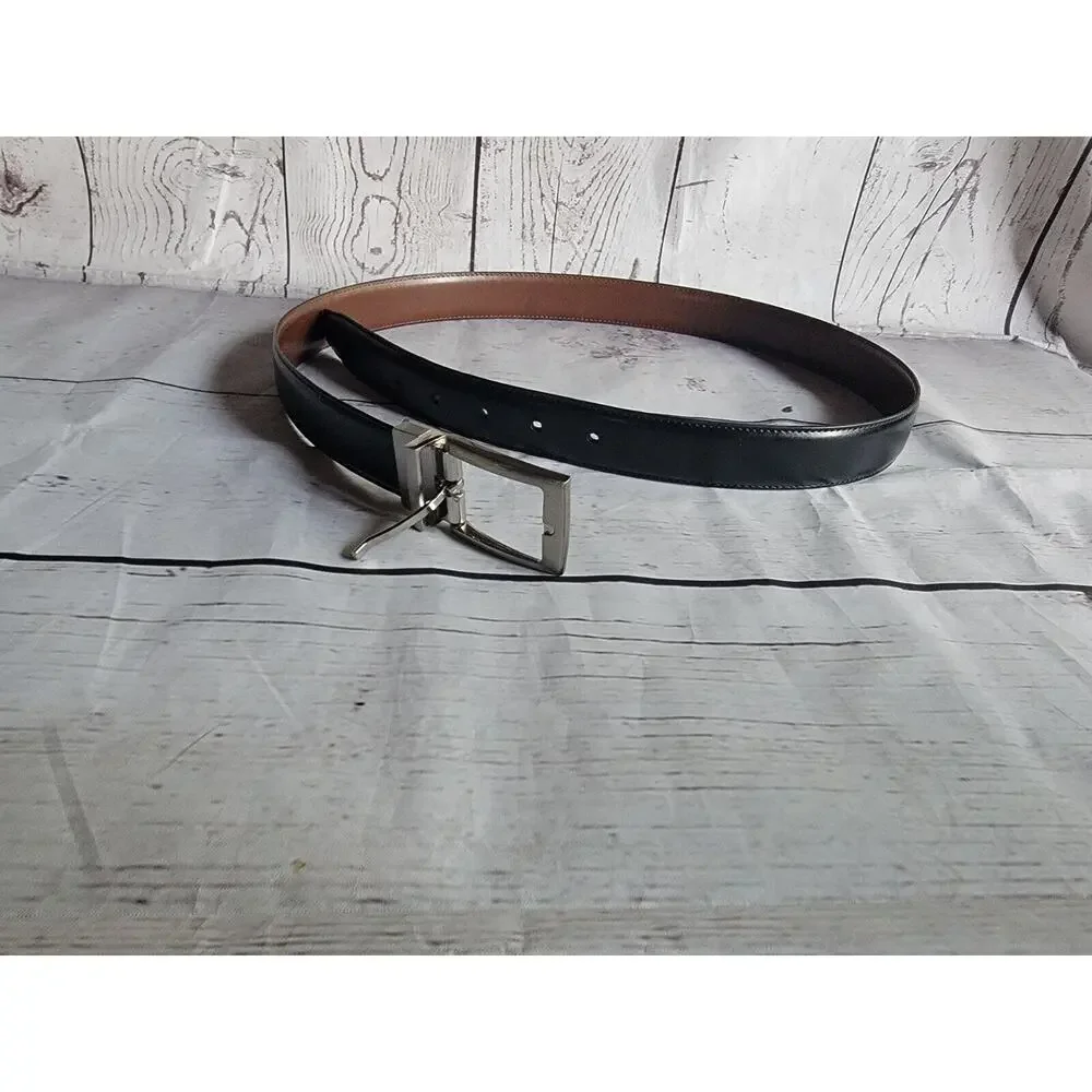 Boys Reversible Belt Vegan Leather Brown Black Size 36